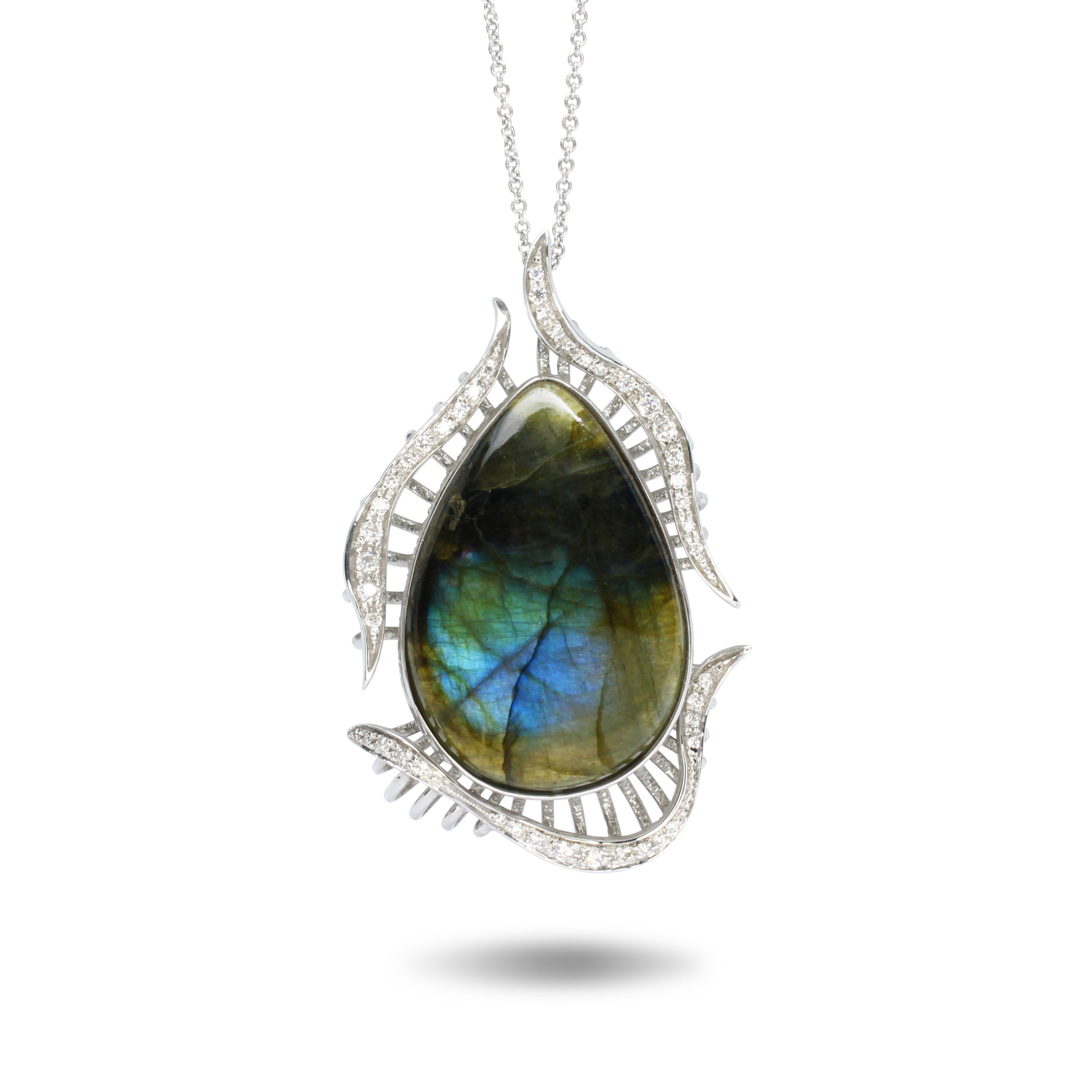 Ciondolo Labradorite e Diamanti.