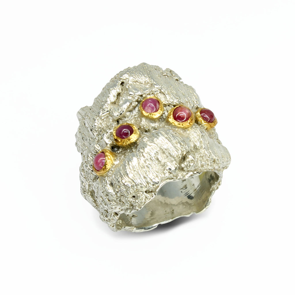 Anello Rubini Cabochon