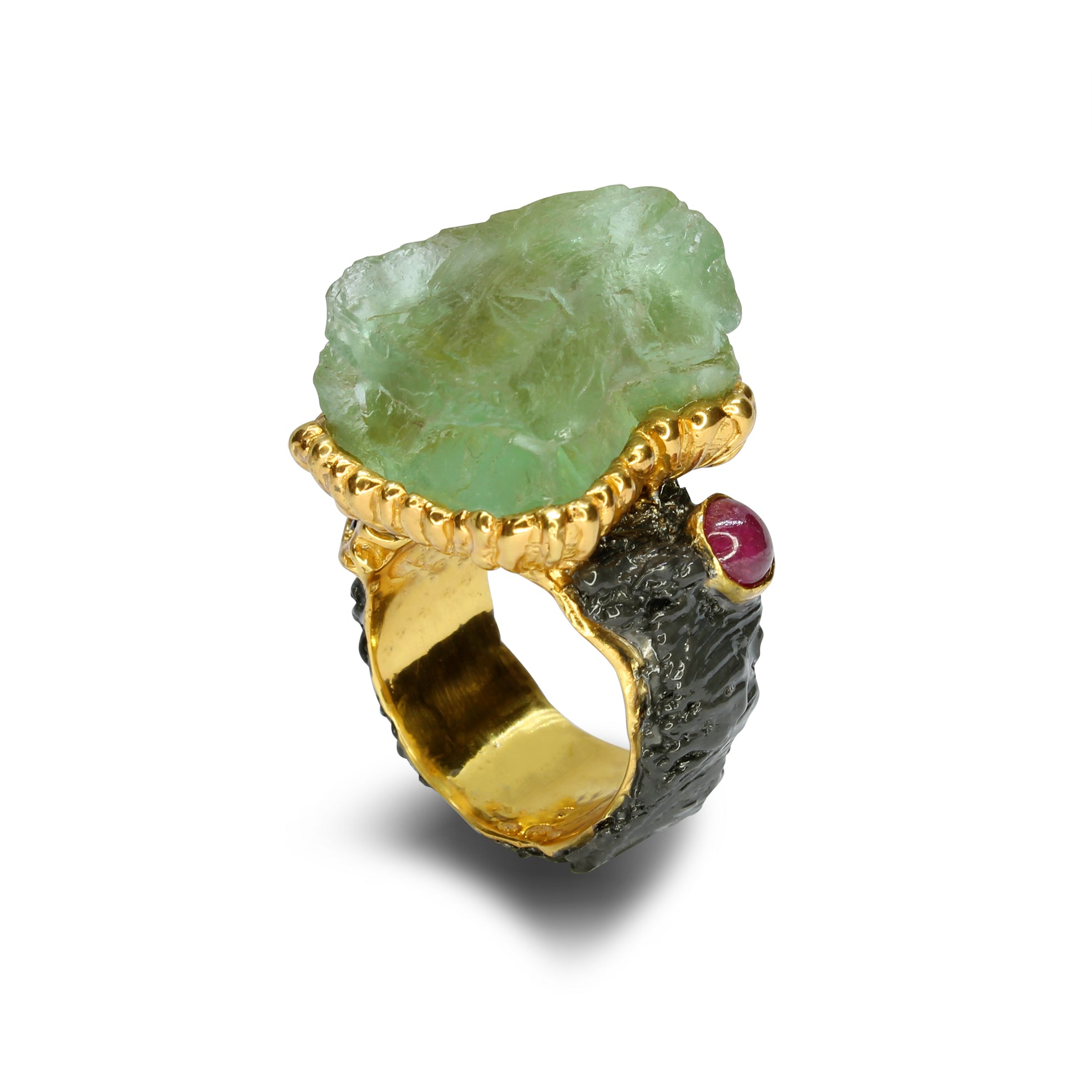 Anello Fluorite, Rubino, Diamante.