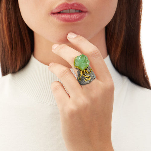 Anello Fluorite e Diamante Black