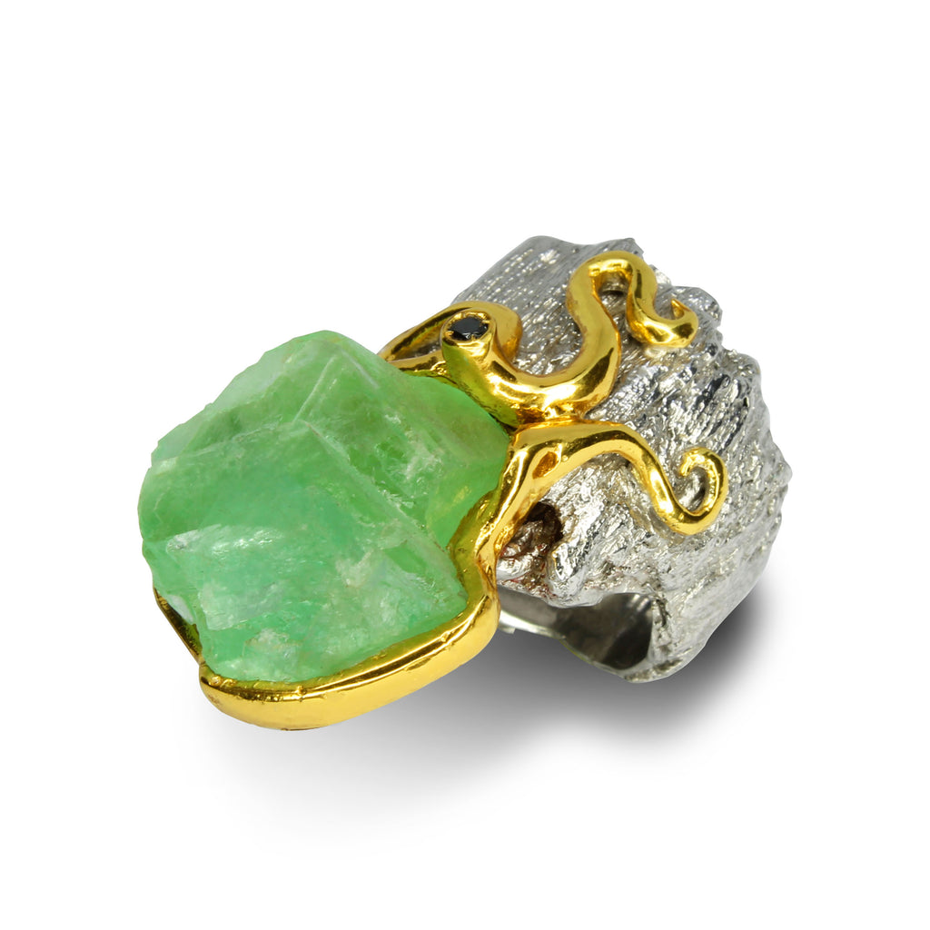 Anello Fluorite e Diamante Black
