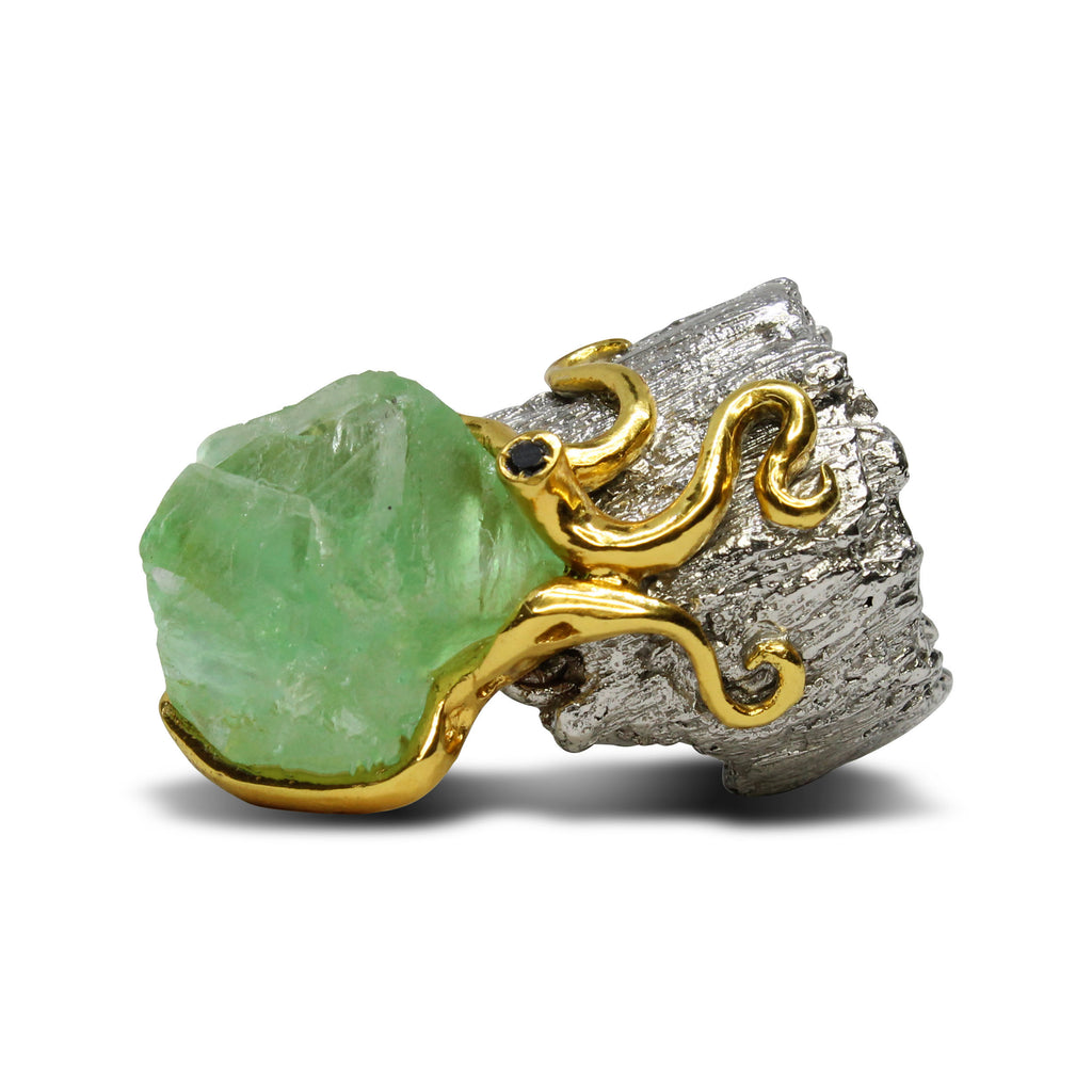 Anello Fluorite e Diamante Black