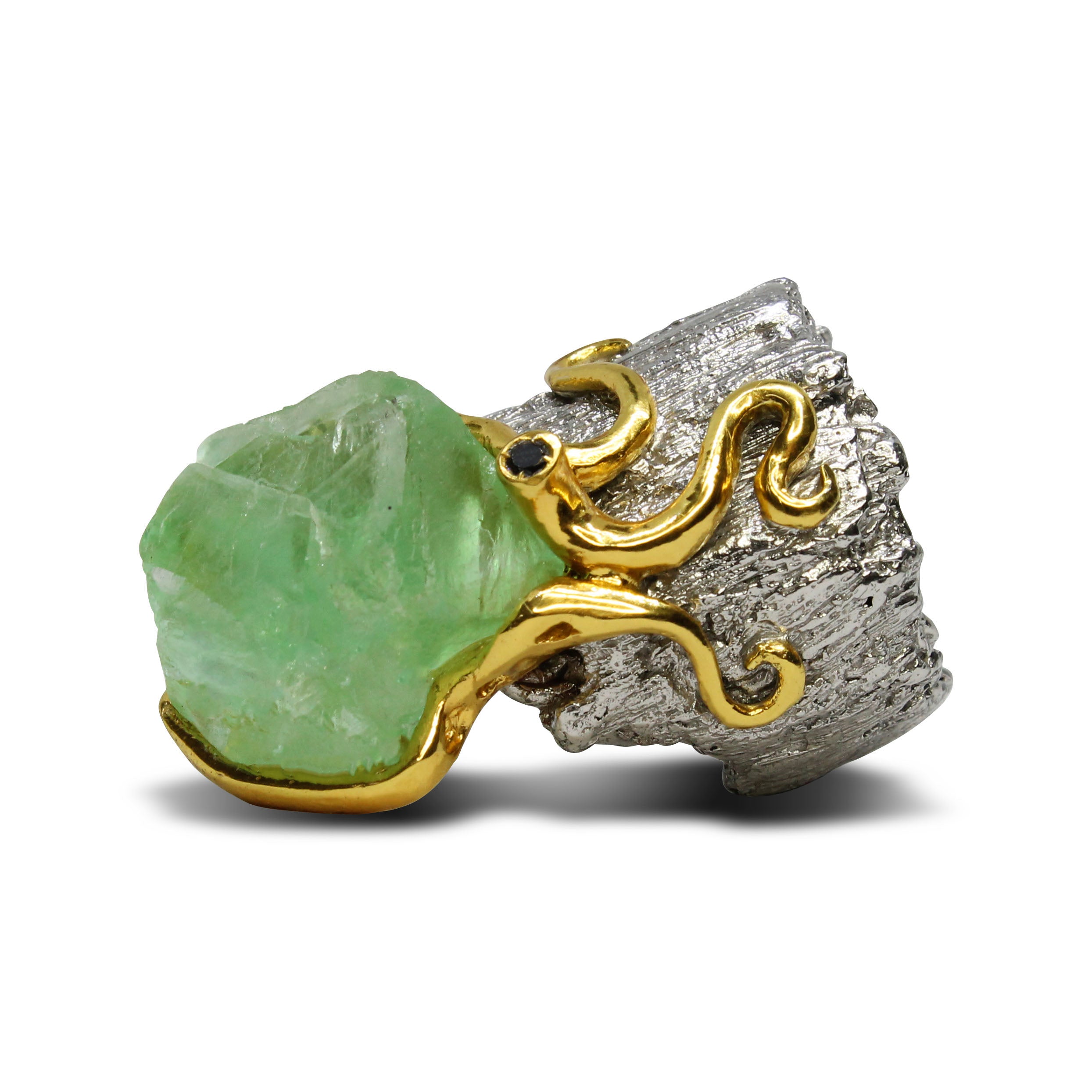 Anello Fluorite e Diamante Black