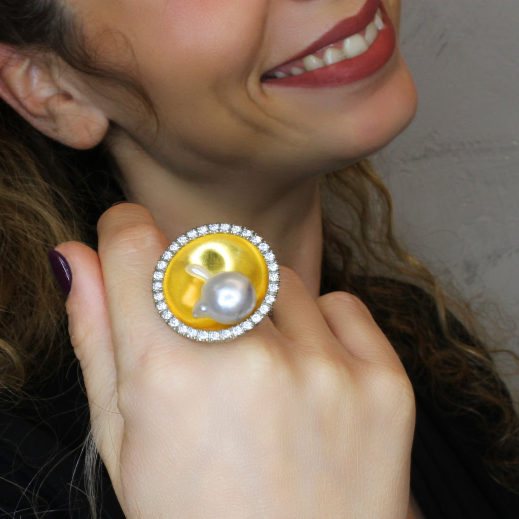 Anello Perla Barocca
