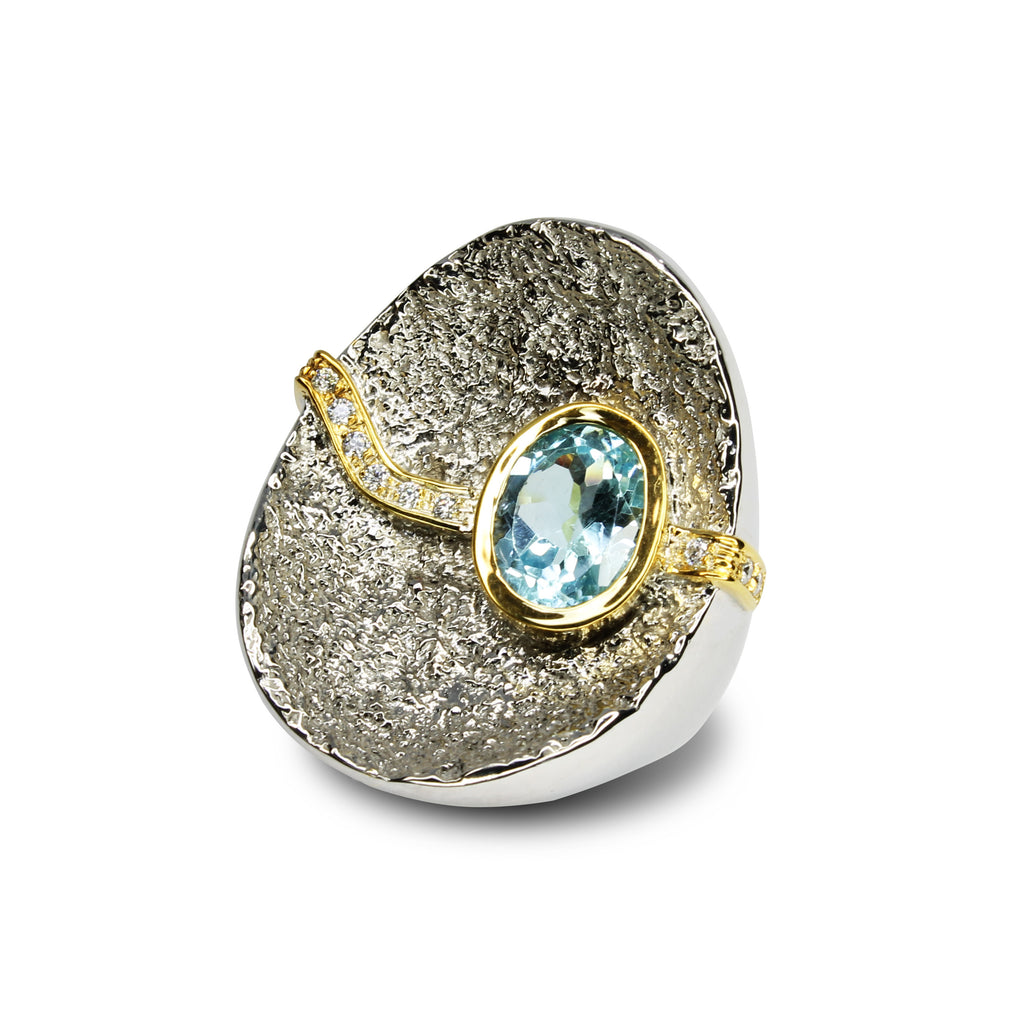 Anello Topazio Azzurro