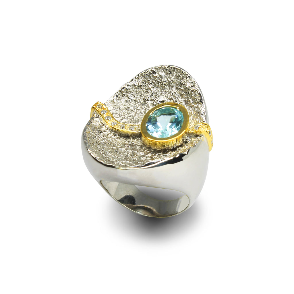 Anello Topazio Azzurro
