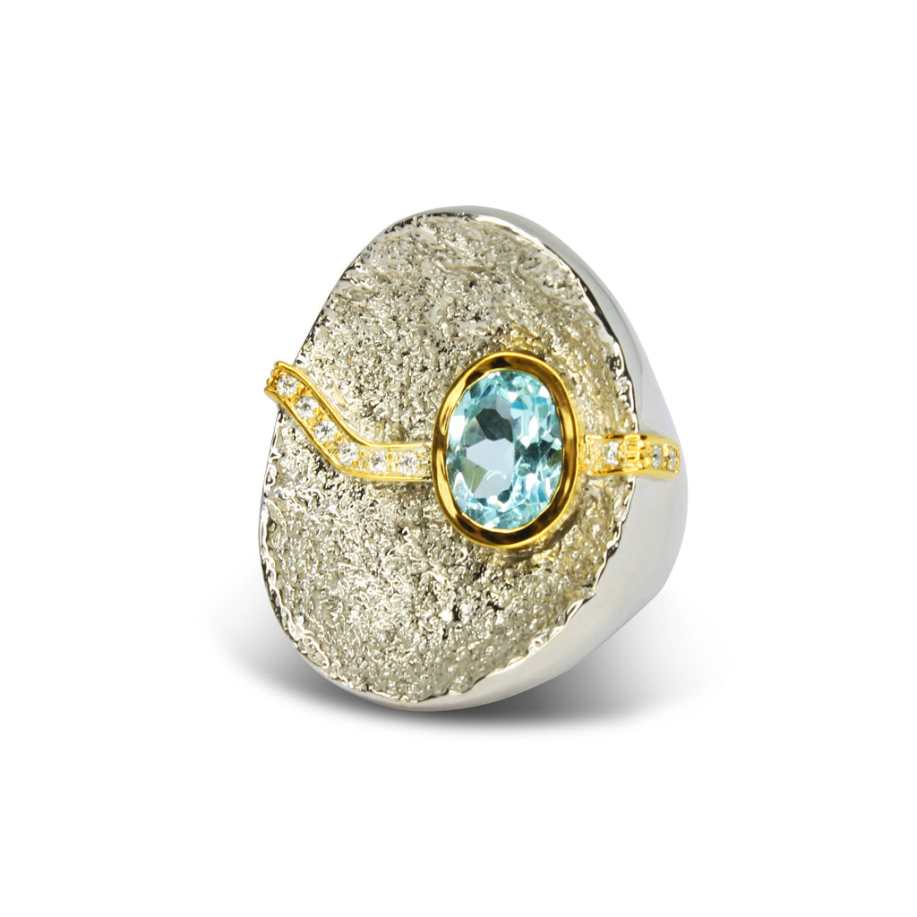 Anello Topazio Azzurro